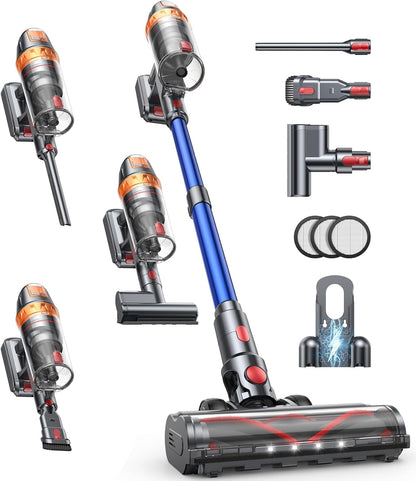 Cordless Vacuum Cleaner, 650W 55KPA 70Min with Extra Mattress Cleaning Tool, Stick Vacuum Cleaners for Home, Self-Standing, Wall Mount Charging, Rechargeable Vacuum Cordless for Floor Pet Hair Carpet