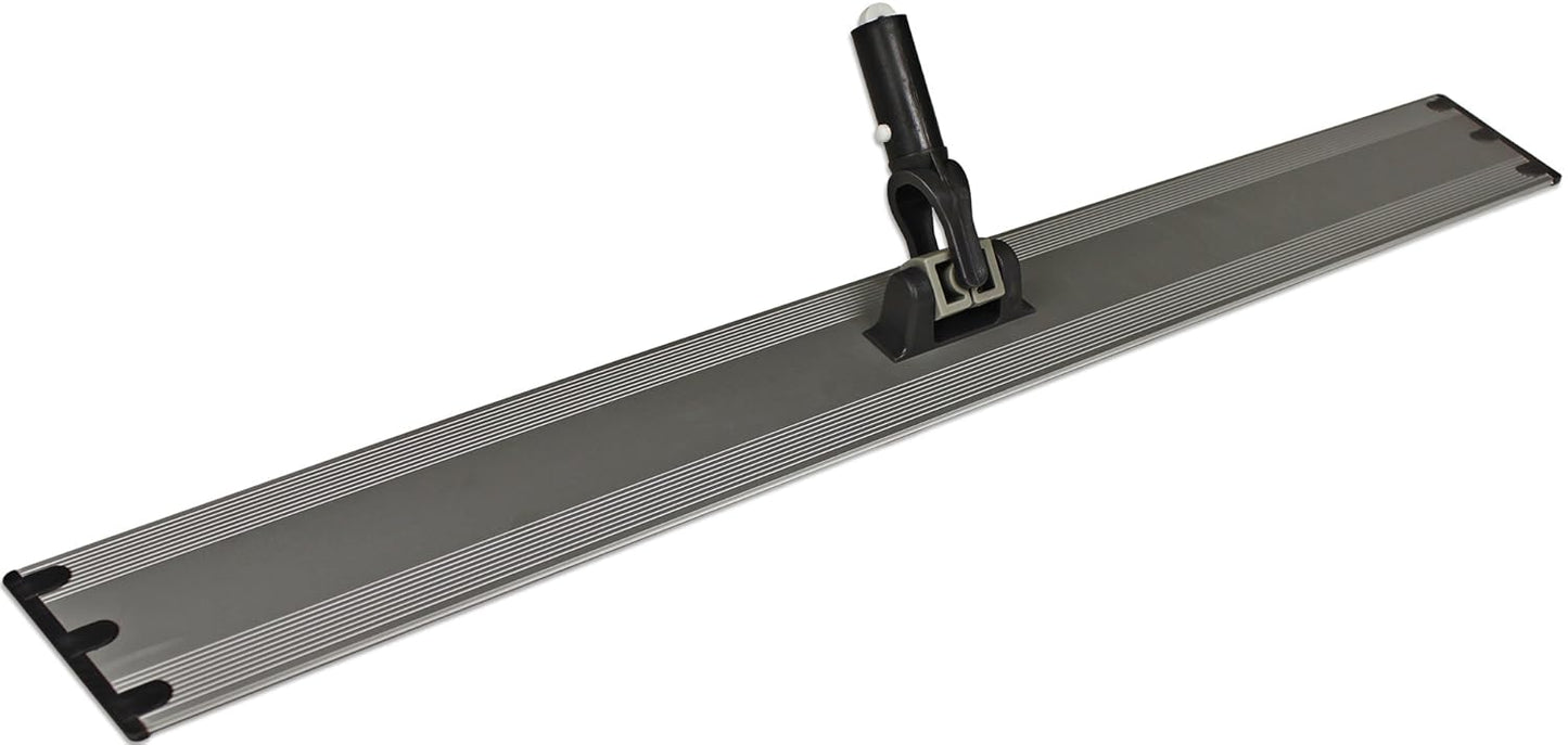 CleanAide Flat Mop Plate Frame for Microfiber Pads, Commercial-Grade Aluminum with 360° Swivel, Hook and Loop Fastening, Lightweight and Durable, Gray, Frame Only, 18 Inches