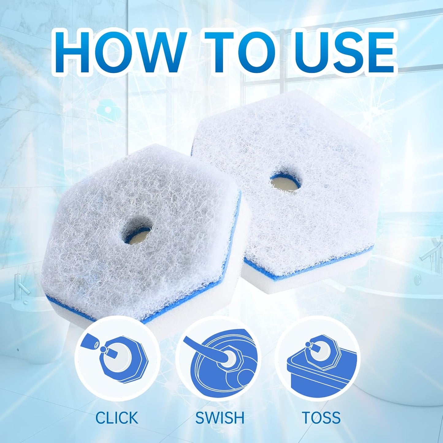Aimery 100 Counts Blue Disposable Toilet Bowl Cleaning Wand Refills Compatible With Clorox(100,Blue)
