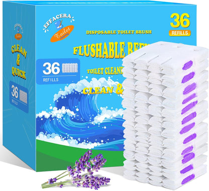 Effacera 36 Refills Disposable Toilet Bowl Paper Bulk Toilet Fresh Flushable Refills for Bathroom Brush Accessories Supplies Starter Kit (Ocean Scent)