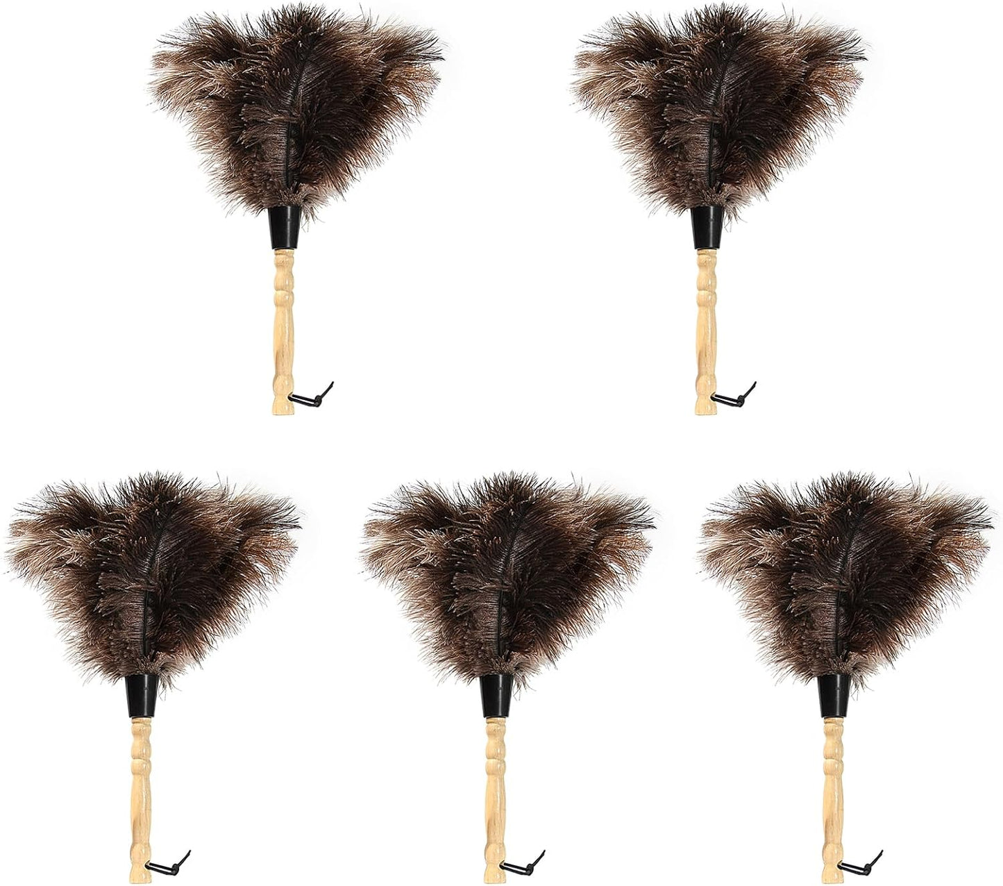 Retractable Ostrich Feather Duster for Cleaning, Fluffy and Natural Feather Duster with Retractable Handle， Reusable Eco-Friendly Handheld Cleaning Supplies (15 inch)