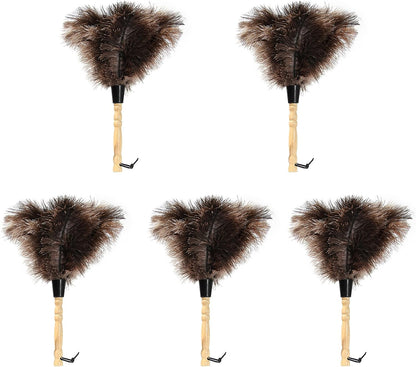Retractable Ostrich Feather Duster for Cleaning, Fluffy and Natural Feather Duster with Retractable Handle， Reusable Eco-Friendly Handheld Cleaning Supplies (15 inch)