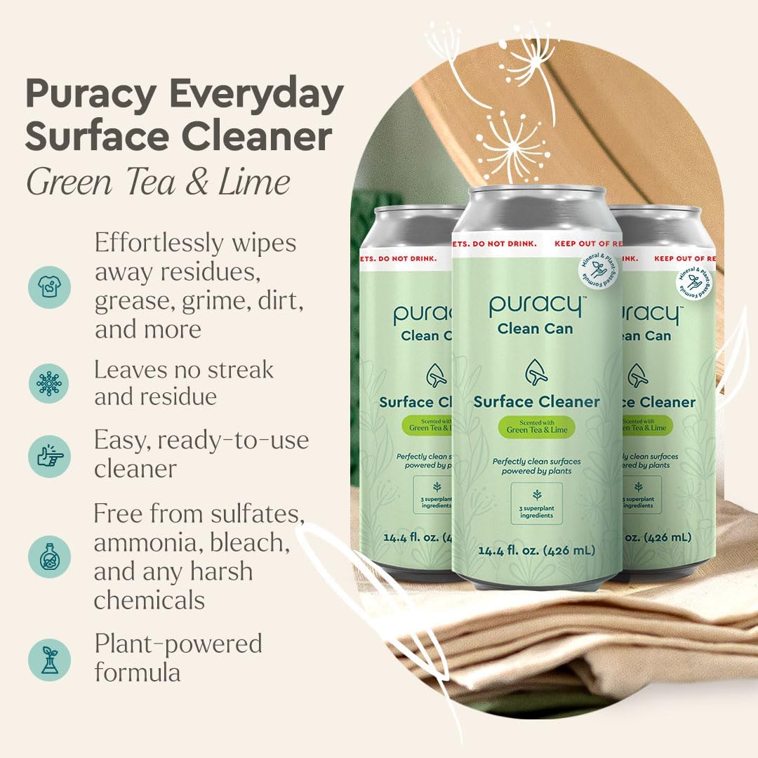 Puracy All-Purpose Cleaning Wipes – Non Toxic All Purpose Cleaner for Grease & Grime, Appliance Wipes, Lemongrass Scent (10.8 oz, 1 Pack, 50 Count)