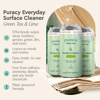 Puracy All-Purpose Cleaning Wipes – Non Toxic All Purpose Cleaner for Grease & Grime, Appliance Wipes, Lemongrass Scent (10.8 oz, 1 Pack, 50 Count)