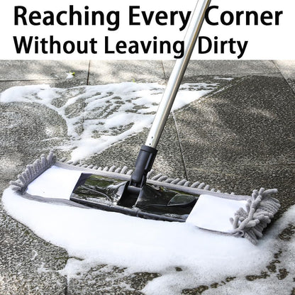 Dust Mop for Floor Cleaning with 2 Washable Chenille Pads and Extendable 58” Long Handle, Dry Wet Flat Mop with Scouring Pad for Hardwood, Laminate, Tile, Marble (Green)