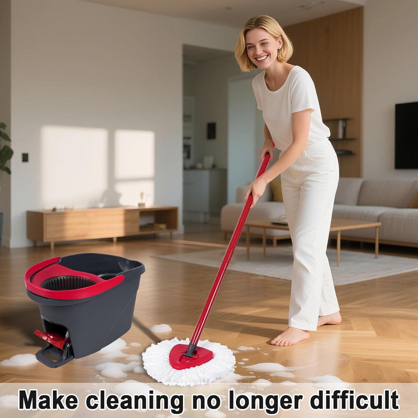 Spin Mop Replacement Head 4 Pack Mop Refill Compatible with Ocedar Triangle Swivel Mops Microfiber Swivel Mop Refill,Deep Clean,Machine Washable and Easy to Replace