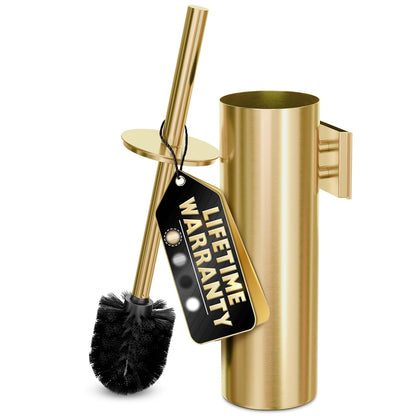 Stylish Stainless Steel Toilet Brush and Holder Set - Silver Toilet Bowl Brush and Holder with Splash Cover, Sturdy Bristles, Corrosion & Scratch Resistant - Elegant Design, Effective Deep Cleaning
