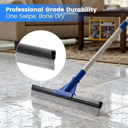 Floor Squeegee for Concrete Floor, 17.5" Heavy Duty Squeegee Broom for Floor, Commercial Scrubber Mop with Extendable Long Handle, Bathroom Tile Shower Glass Window