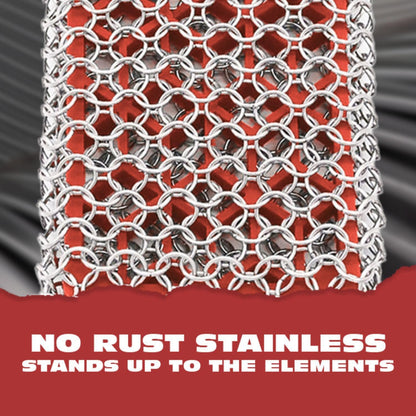 Knapp Made Combo Chainmail Cast Iron Scrubber with Silicone Core - Heavy Duty Rings and Fine Chainmail Rings -Premium Cleaner -Perfect for Cast Iron Cookware,Skillet,Woks