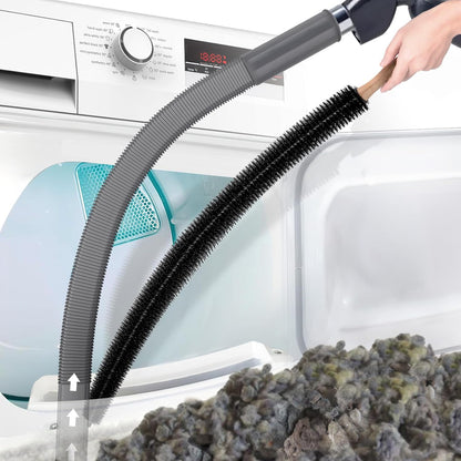 PetOde 2 Pieces Dryer Vent Cleaner Kit Compatible with Most Vacuum Cleaner, Dryer Lint Brush and Vacuum Hose Attachment with Universal Connector, Quickly Lint Remover
