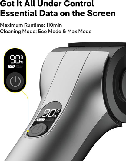HOTO Flexi™ Cordless Electric Spin Scrubber, Adjustable Angle, Extendable Handle, Smart Display, IPX7 Waterproof, Powerful Cleaning Scrubber with 8 Replaceable Brush Heads, for Bathtub, Bathroom, Tile