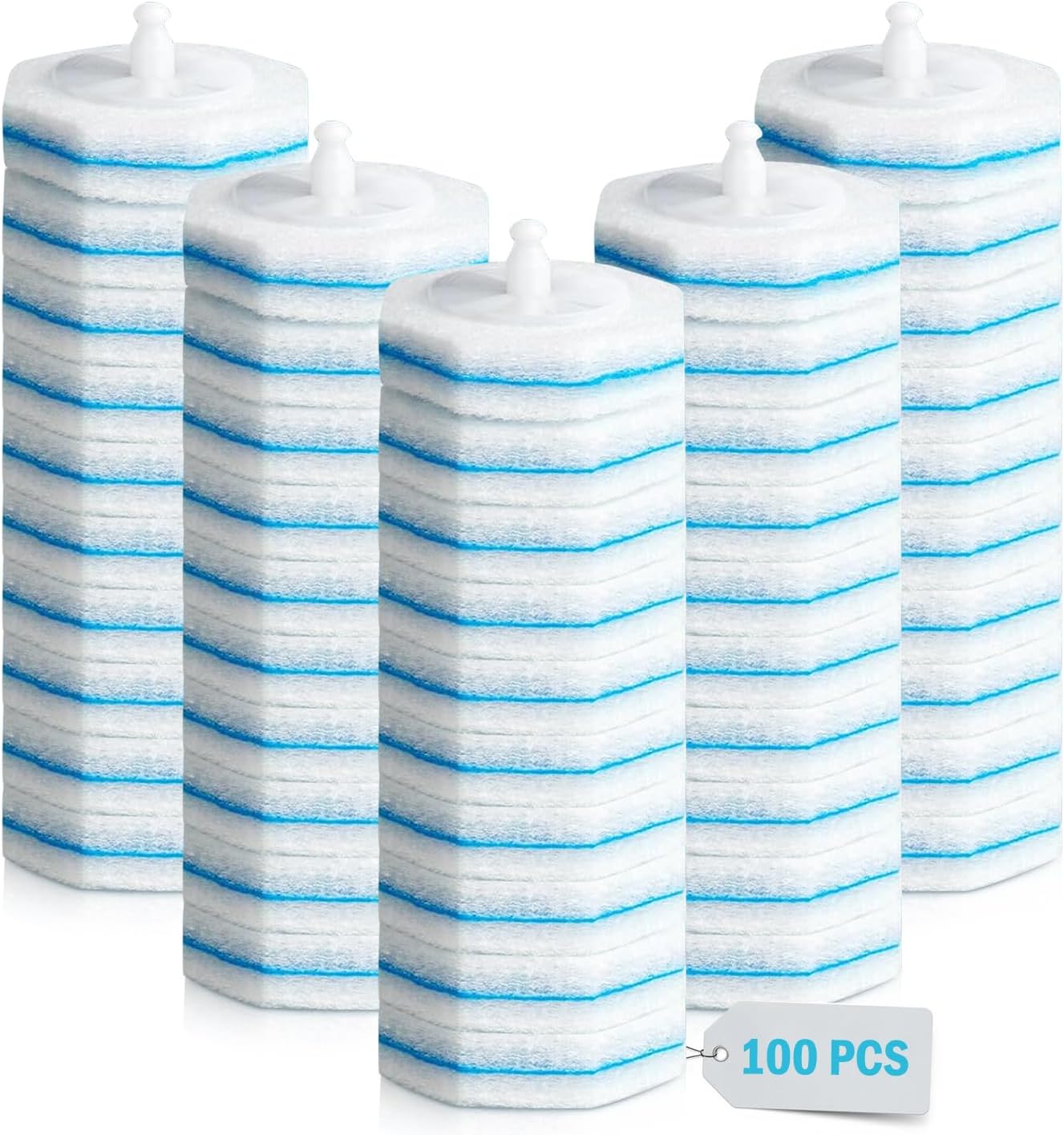 50 PCS Toilet Bowl Wand Refills, Disposable Toilet Brush Refills,Replacement Heads for Bathroom Washroom Cleaning Pads Compatible with Most Brushes Scrubbers Pack for Household Cleaning