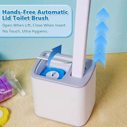2 Pack Disposable Toilet Bowl Cleaner Wand and Holder Set, Toilet Brush Disposable with 48 Cleaner Refills Extended Handle for Toilet Bowl Cleaners Disposable, Bathroom Cleaning, Bathtub