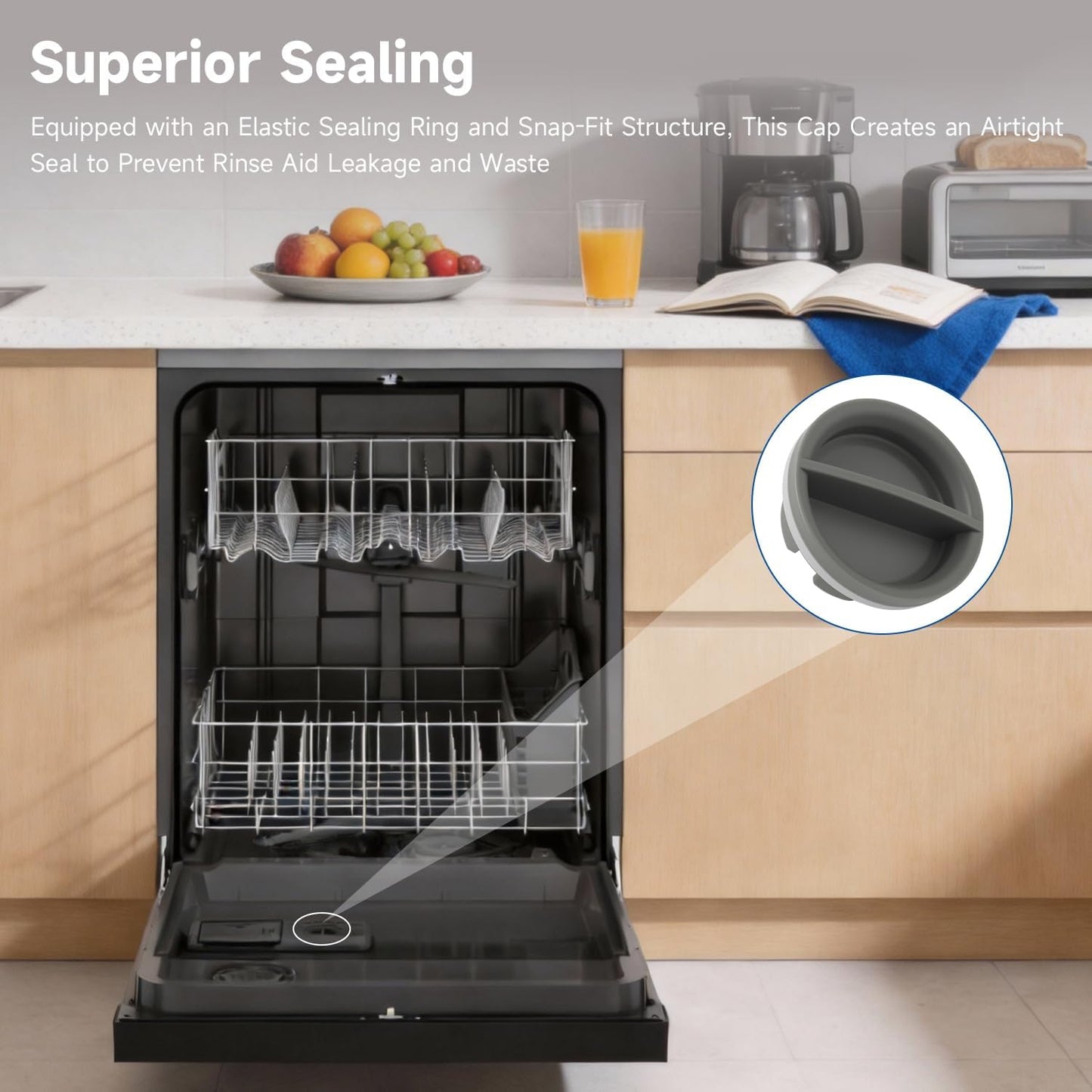 Dishwasher Rinse Aid Cap Replacement Rinse Aid Cap Compatible with Whirlpool KitchenAid IKEA Amana Jenn-Air Dishwasher Replace#: W10524919 WPW10524919 W10524923