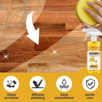120ml Beeswax Wood Polish Spray with Natural Beeswax & Essential Oil, Multi-Purpose Furniture Polish & Cleaner, Restores Shine, Protects Wood Floors, Cabinets & Furniture (2 set)