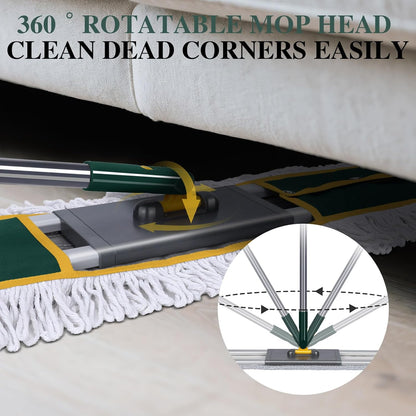 Mops for Floor Cleaning, Masthome Flat Dust Mop with 4 Reusable Pads, 2-Sided Microfiber Dust Mop for Wet & Dry Use, Flat Flip Mops for Hardwood, Laminate, Vinyl,Kitchen, Tile -1 Scraper