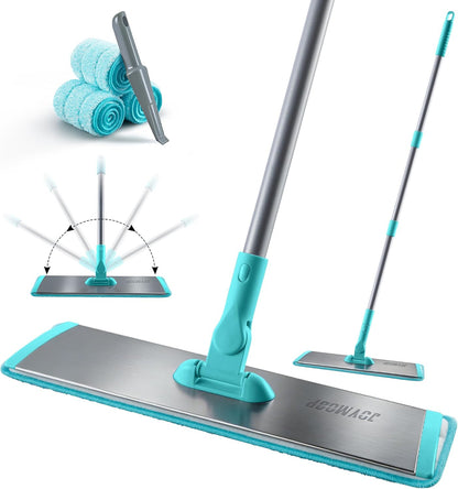 JOYMOOP 18 Inch Dust Mop for Hardwood Floors, Heavy Duty Industrial Wet Dry Mops with Telescopic Handle, Includes 5 Microfiber Mop Pads