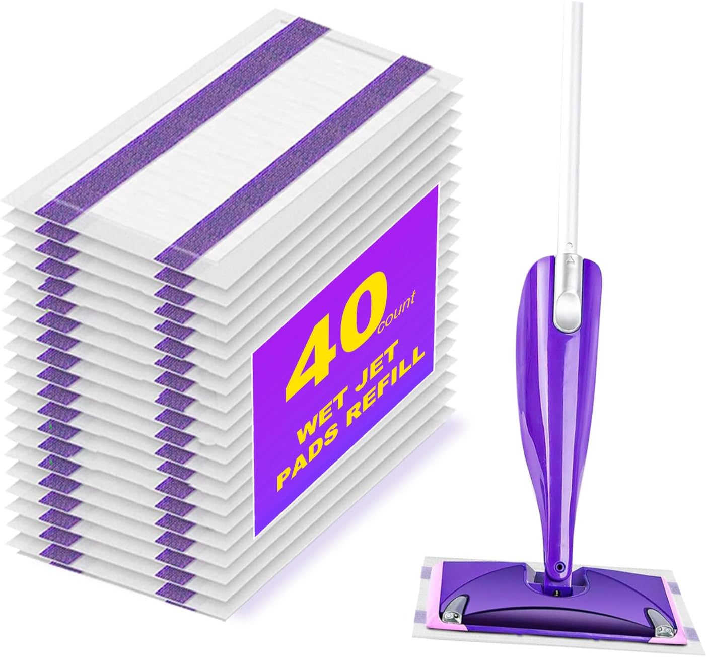 20 Count Disposable Mop Pads Refills for Swiffer Wet Jet Spray Mops, Wet Jet Mopping Pads for All Purpose Multi Surface Hardwood Floor Cleaning, 4 Layers Thickened and Super Absorbent