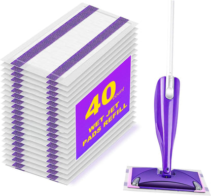 20 Count Disposable Mop Pads Refills for Swiffer Wet Jet Spray Mops, Wet Jet Mopping Pads for All Purpose Multi Surface Hardwood Floor Cleaning, 4 Layers Thickened and Super Absorbent