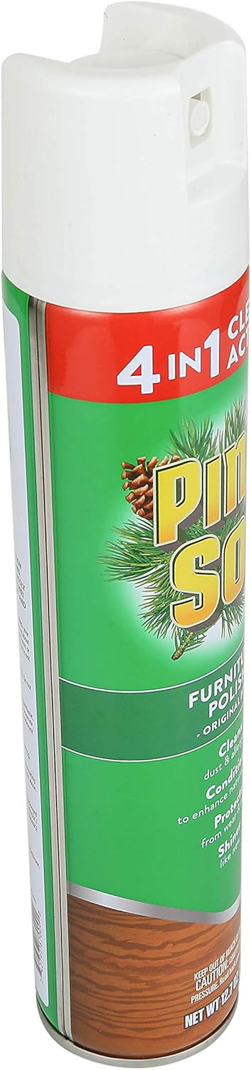 Pine-Sol Furniture, Polish 4in1 Cleaning Action Wood Polish Spray Wood Polish Spray for Your Cleans Conditions Protects and Shines Ounces Original Pine Scent, Yellow, Lemon, 12.7 Fl Oz