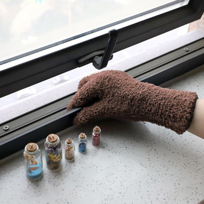 Patelai 2 Pairs Microfiber Gloves for plants Dusting Cleaning Glove Mittens House Cars Blinds Dusting(Blue, Grass Green,Large)