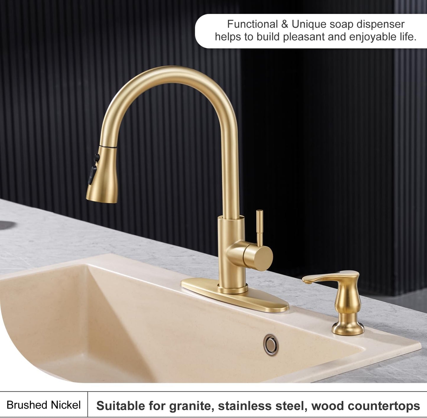 GAGALIFE Kitchen Sink Soap Dispenser Brushed Nickel, Under Sink Soap Dispenser with 40" Silicone Extension Tube Kit,Say Goodbye to Frequent Refills