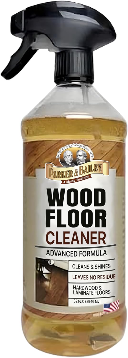 Parker & Bailey Wood Floor Cleaner – Use on Hardwood, Laminated or Faux Finished Floors. Shine Restorer Protector, Surface Cleaner Supplies Home Improvement, Natural Look, Cuts Grease 22 Oz