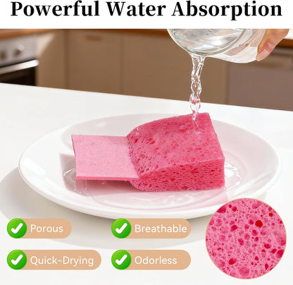 6 Pcs Kitchen Sponges for Dishes Cleaning, Non Scratch for Non Stick Cookware, Compressed Natural Cellulose Sponges, Dish Washing Scrubbers, Scrubbing Pads for Household, Bathroom (Multicolor)