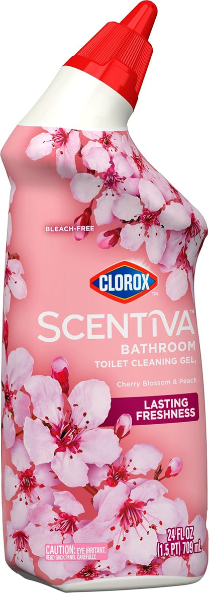Clorox Scentiva Bathroom Toilet Cleaning Gel, Cherry Blossom and Peach, 24 Fluid Ounces