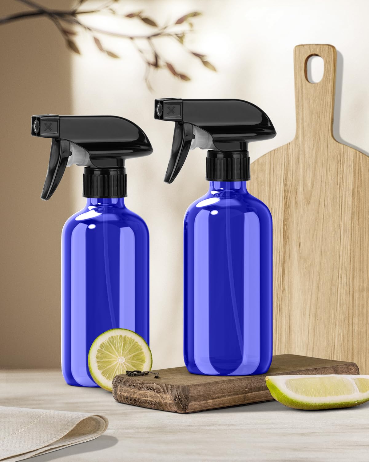 Bontip Glass Spray Bottle, Amber Glass Spray Bottle Set & Accessories Refillable for Plants Window Cleaners Aromatherapy Facial Hydration Watering Flowers Hair Care (2 Pack/16 oz) (Amber)