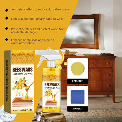 Beeswax Wood Polish Spray, Bees Wax Furniture Polish and Cleaner, Beeswax Essential Oil Wax, Natural 𝐁eeswax Care Spray & Restorer, for Furniture, Floor, Tables, Cabinets (1)
