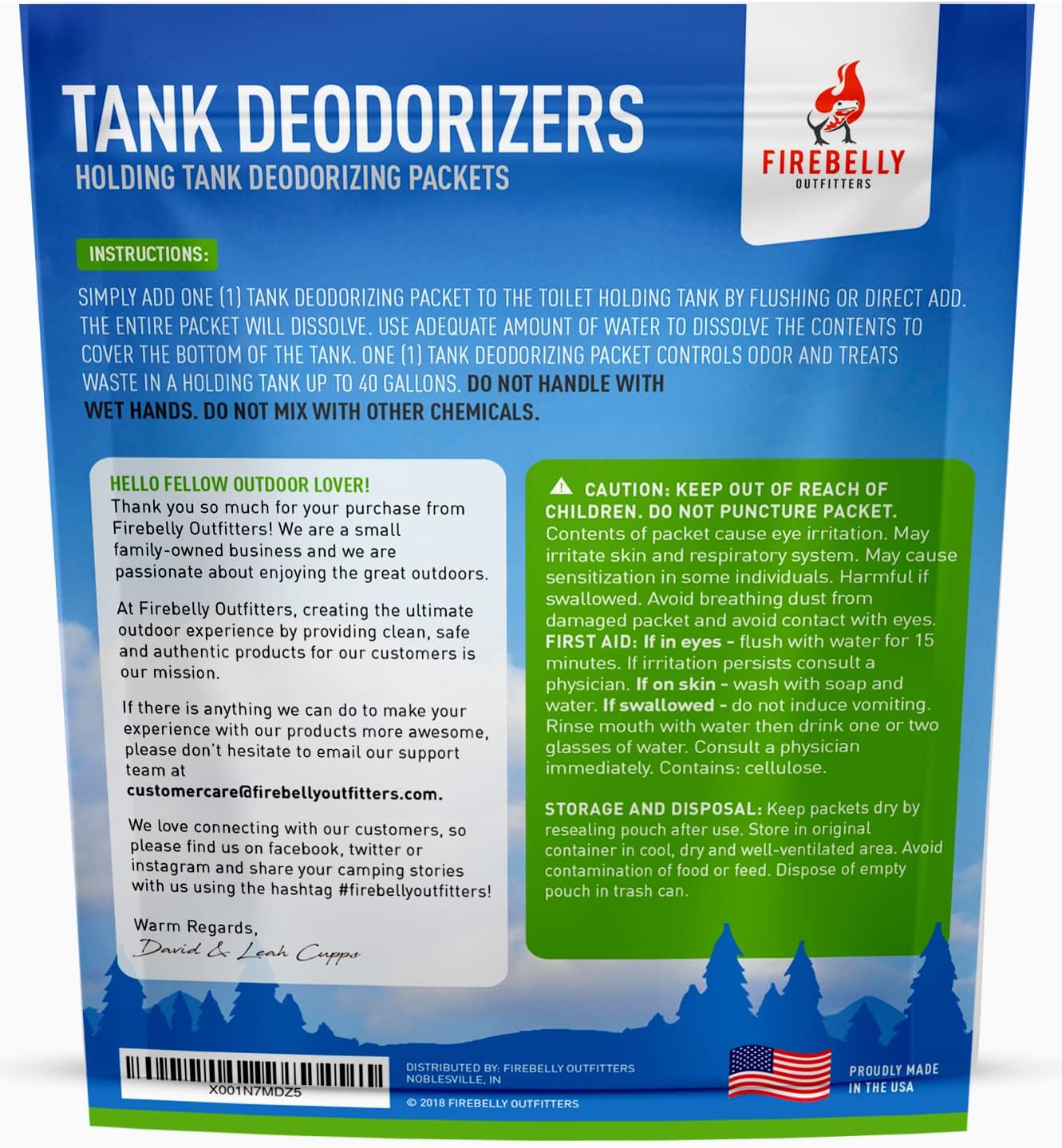 Firebelly Outfitters - RV Deodorizer & Septic Treatment Pods - Portable Toilet Chemicals, Marine Camper Sewer Cleaner, Odor Neutralizer, Formaldehyde-Free Holding Tank Solution - 20 Mulberry Packets