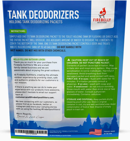 Firebelly Outfitters - RV Deodorizer & Septic Treatment Pods - Portable Toilet Chemicals, Marine Camper Sewer Cleaner, Odor Neutralizer, Formaldehyde-Free Holding Tank Solution - 20 Mulberry Packets