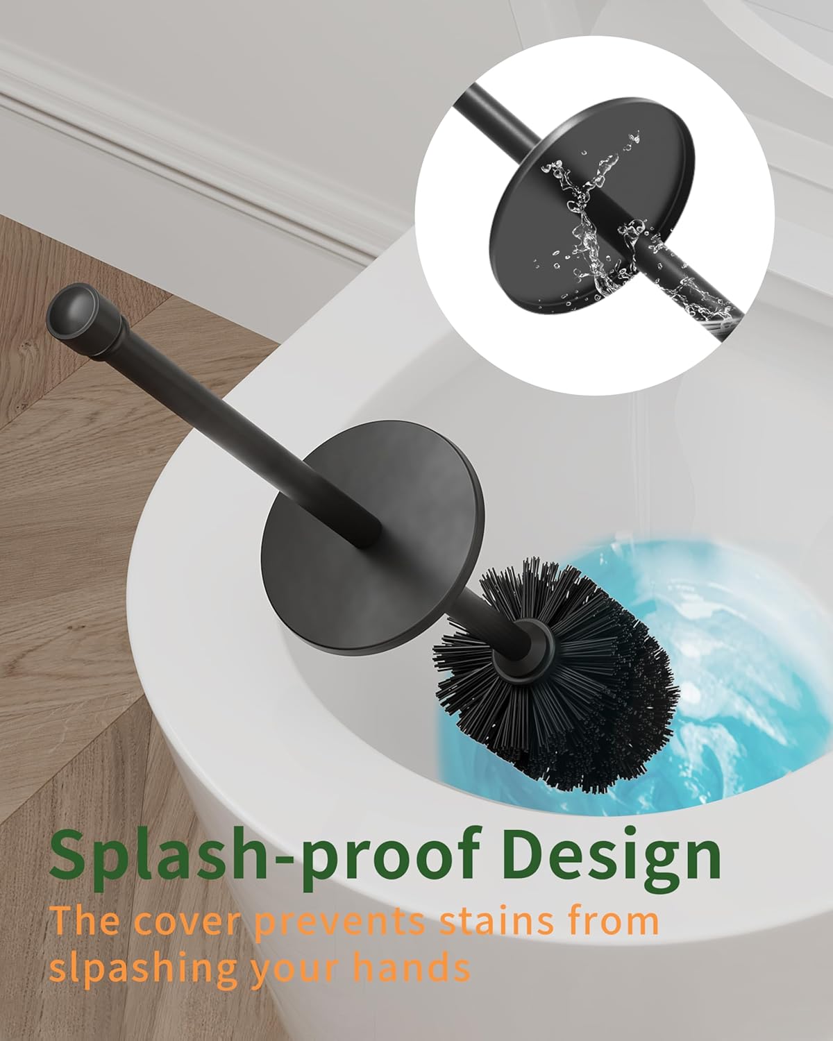 Toilet Brush and Holder Set, Toilet Bowl Brush for Bathroom with Long Handle, Stainless Steel Toilet Cleaner Brush with Durable Scrubbing Bristles,Splash-Proof (Brushed Nickel)
