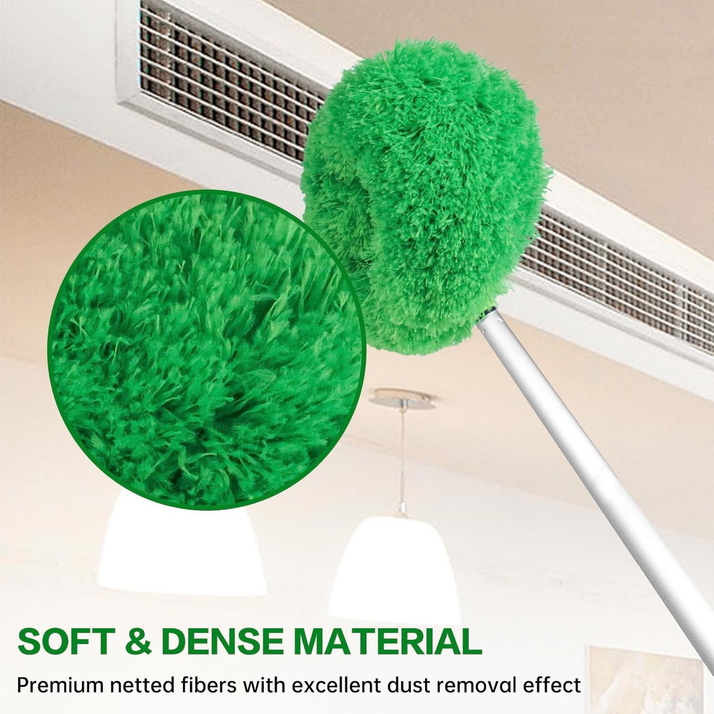 Ceiling Fan Cleaner Duster Reusable Microfiber Ceiling Fan Blade Cleaner Removable Duster with Extension Pole Adjusts 13 to 49.7 Inch for Cleaning Walls Bookshelves Furniture Door Window Top (Blue)