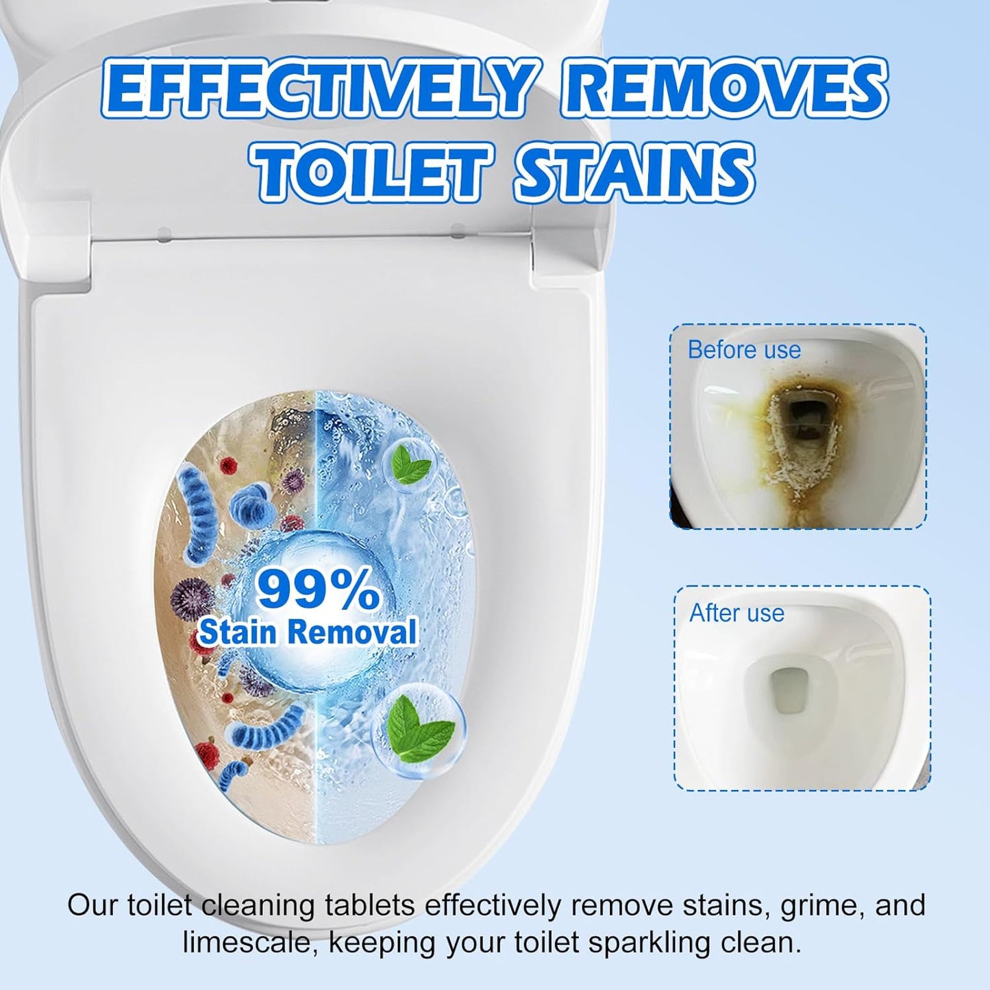 Automatic Toilet Bowl Cleaner Tablets–Fresh Scent, Long-Lasting Clean–Safe for Tanks&Pipes Deodorizing and Descaling –Bathroom Cleaner Against Tough Stains Keeps Bowl Clean Between Washes, A111-50PACK