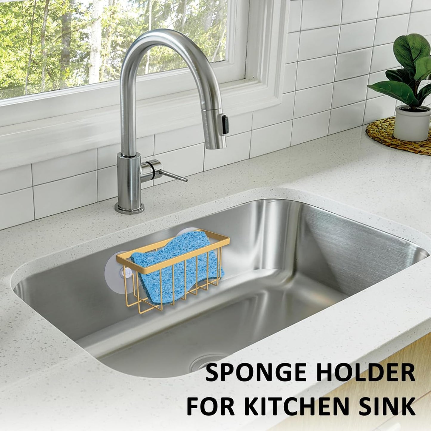SHFKS Sponge Holder for Kitchen Sink Suction,Kitchen Sink Sponge Holder,Sink Caddy, Soap Holder,Bathroom,Scrubbers (Black)