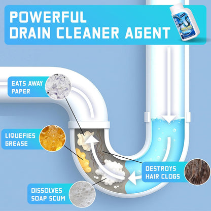 Pipeline Dredging Agent, Powerful Drain Cleaner Agent, Kitchen Unblocker, Sink and Drain Cleaner Powder for Kitchen Toilet Pipeline Quick Cleaning Tool