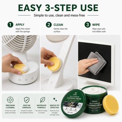 Multi Purpose Cleaning Cream, Waterless No Spray Cleaning Paste for Electronics, Small Appliances & Leather Surfaces, with Sponge and Cloth, 330g (11.64 oz)