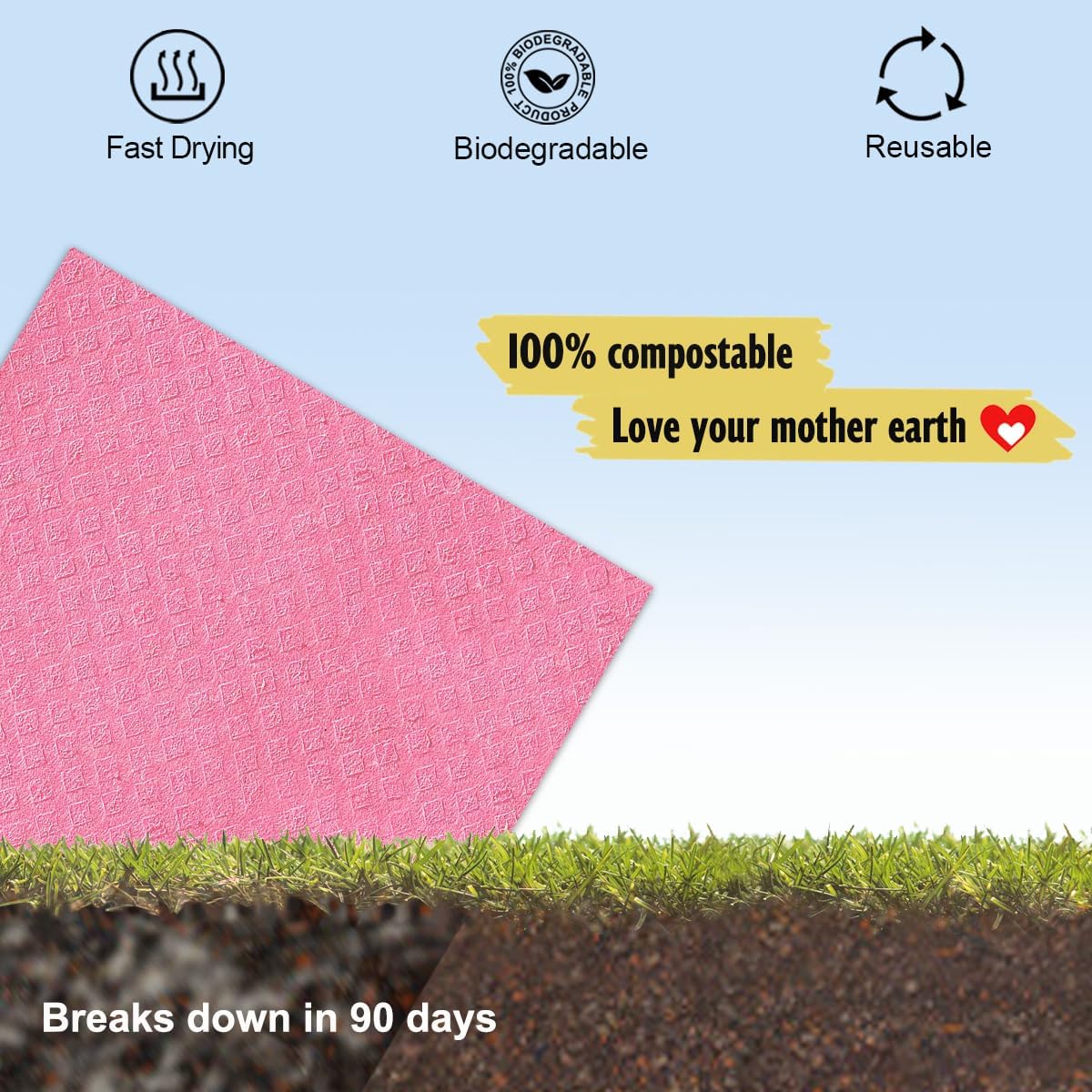 MoLKENE Swedish Dish Cloths - 10 Pack Reusable Kitchen Dishcloths - Ultra Absorbent Dish Towels for Washing Dishes - Cellulose Sponge Cloth Cleaning Rag - Assorted