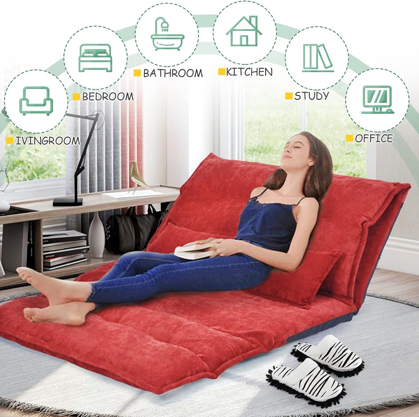 Microfiber Floor Mop Slippers House Dust Cleaning Tool Detachable Washable Shoes for Kitchen House Cleaning (Women 7-10/Men 5-8, Cow pattern)