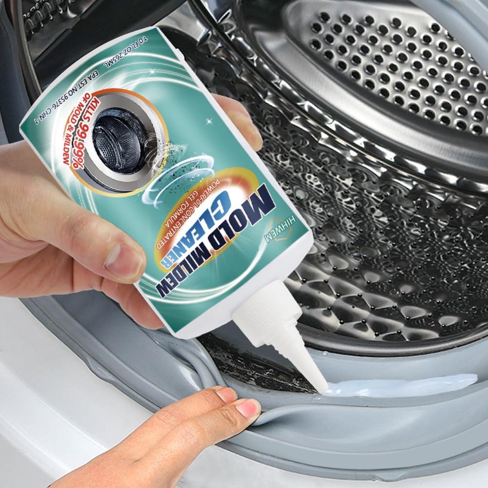 HIHWEM MoldStain Remover Gel, Washing Machine Seal Cleaner for Front Load Washer, Tiles Grout Cleaner Bathroom Cleaning Home Kitchen Sinks Caulk Cleaning, 10 Oz