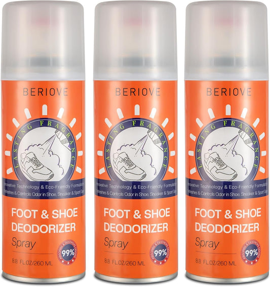 Long-Lasting Shoe Deodorizer Spray : Foot Odor Eliminator for Men’s & Women’s Shoes - Shoe Odor Eliminator for All Footwear Types (3 Pack)