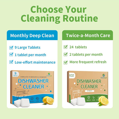 ORIENTLEAF Dishwasher Cleaning Tablets, Lemon Scent 9 Month Supply, Dishwasher Cleaner and Deodorizer, Dish washer Descaler