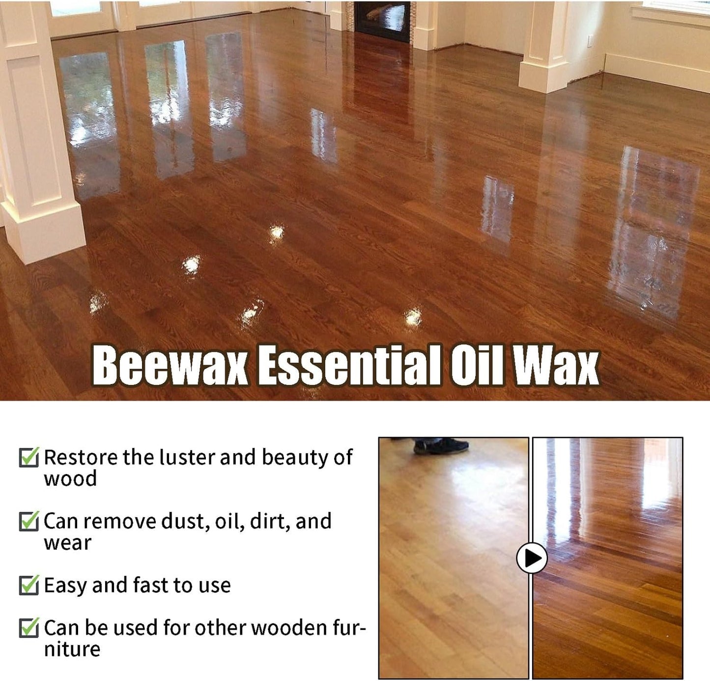 3Pcs Beeswax Spray Furniture Polish, Original Natural Beeswax Care Spray, Wood Cleaner, Wood Floor Polish for Living Room,Kitchen,Wooden Furniture Floors(120ml+Sponge+Cloth)