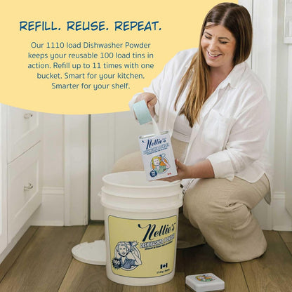 Nellie's Dishwasher Powder - 50 Load - Plant-Based Dishwasher Detergent - Septic Safe, Fragrance-Free - Easily Penetrates Grease & Food Particles - Phosphate-Free - (Made in Canada)