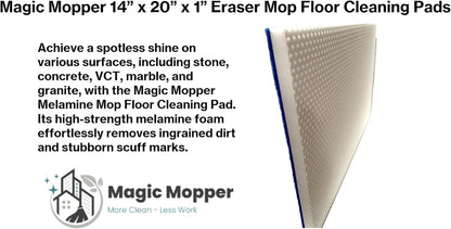 Eraser Mop Floor Cleaning Pads – 14″ x 20″ (5 Pack) | Commercial-Grade Melamine Sponge Mop Pads for Floors, Tile & Grout | Durable, Versatile for Deep Cleaning