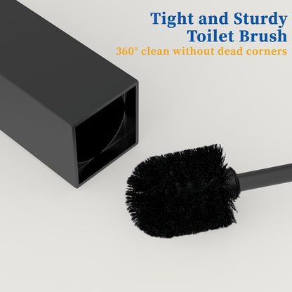 RUACQ Toilet Brush and Holder Set,Square Toilet Bowl Brush for Bathroom with 304 Stainless Steel Handle Toilet Cleaner Brush with Durable Scrubbing Bristles,Splash-Proof (White)