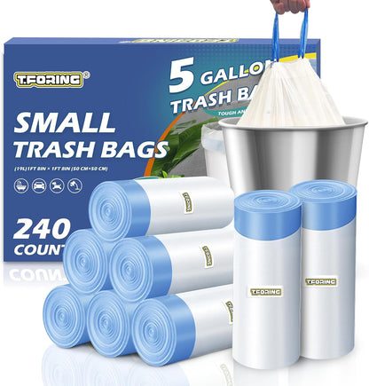 3 Gallon Trash Bags Drawstring 0.96 Mil - 120 Count 12 Liter Small Garbage Bags for Bathroom, Strong White Unscented Plastic Wastebasket Bin Liners for Toilet Office and Bedroom