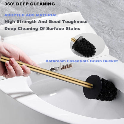 Toilet Brush and Holder, Stainless Steel Square Toilet Bowl Brush Freestanding with Lid,Toilet Cleaner Brush Set for Bathroom Storage,Brushed Gold